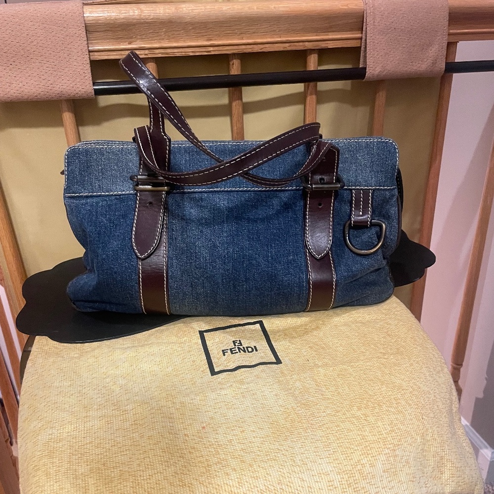 ❤️ FENDI DENIM & LEATHER SATCHEL❤️